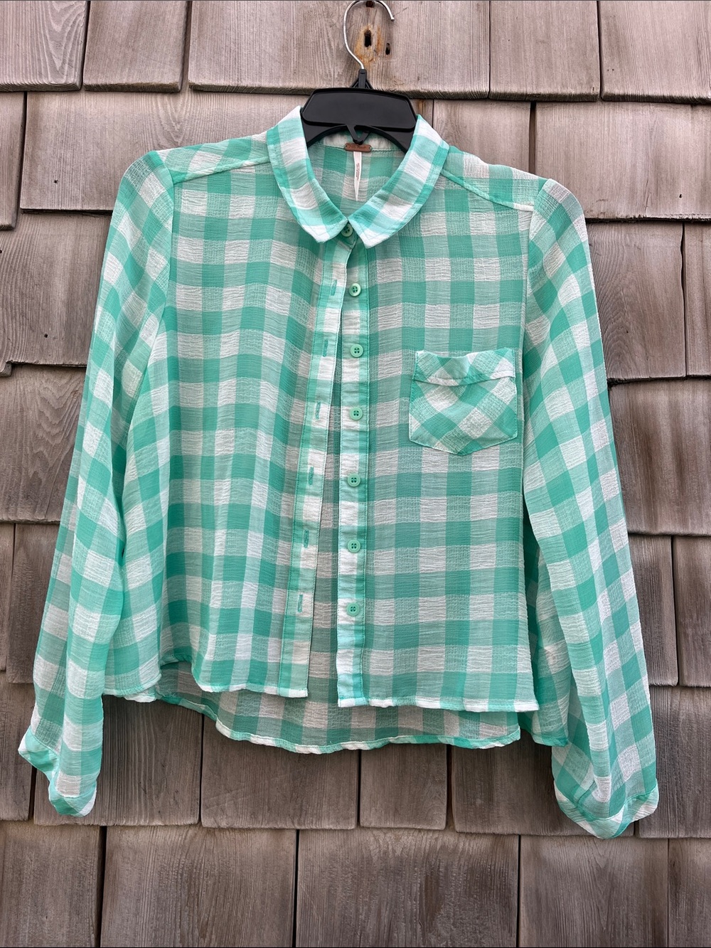 Free People gingham cropped shirt S